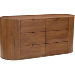 Theo Wood Brown 6 Drawer Dresser - LOOMLAN - Dressers