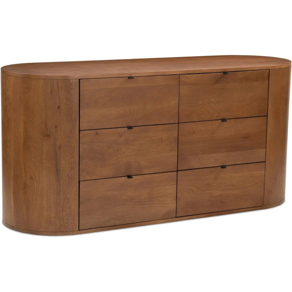 Theo Wood Brown 6 Drawer Dresser - LOOMLAN - Dressers