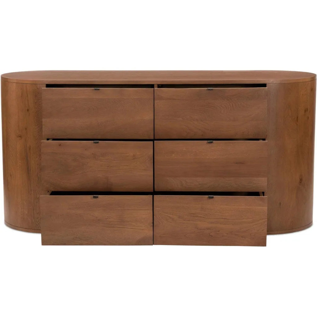 Theo Wood Brown 6 Drawer Dresser - LOOMLAN - Dressers