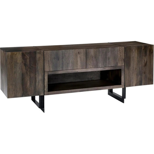 Tiburon Solid& Iron Brown Media Cabinet - LOOMLAN - TV Stands & Media Centers