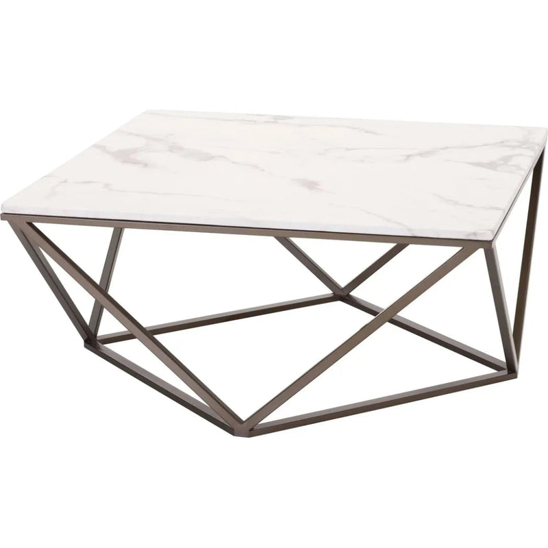 Tintern Coffee Table White & Antique Brass - LOOMLAN - Zuo Modern - Coffee Tables