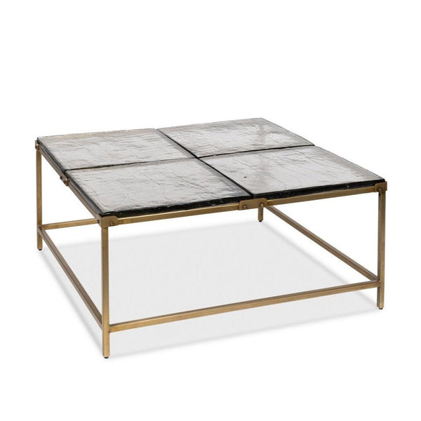 Titus Iron Framed Square Coffee Table - LOOMLAN - Sarreid - Coffee Tables