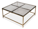 Titus Iron Framed Square Coffee Table - LOOMLAN - Sarreid - Coffee Tables