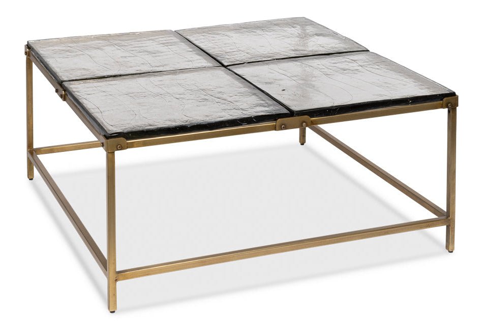 Titus Iron Framed Square Coffee Table - LOOMLAN - Sarreid - Coffee Tables