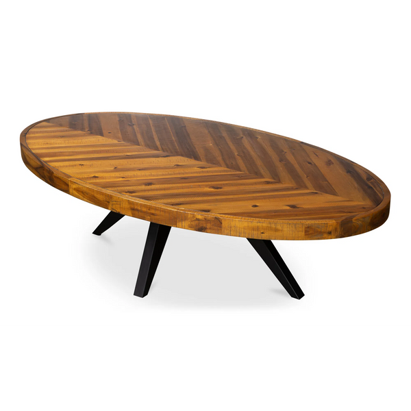 58 Inch Oval Coffee Table Brown Rustic