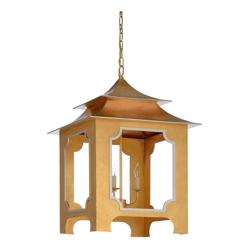 Tole Pagoda Handpainted Chain Hanging Lantern - LOOMLAN - Chelsea House - Lanterns