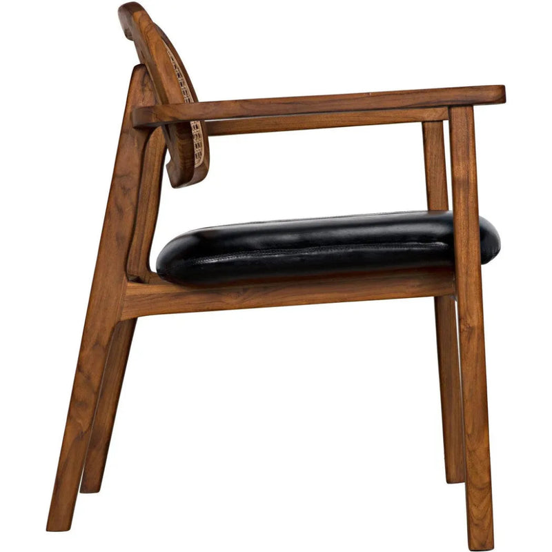 Tolka Chair, Teak with Leather Seat - LOOMLAN - Noir - Dining Chairs