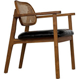 Tolka Chair, Teak with Leather Seat - LOOMLAN - Noir - Dining Chairs