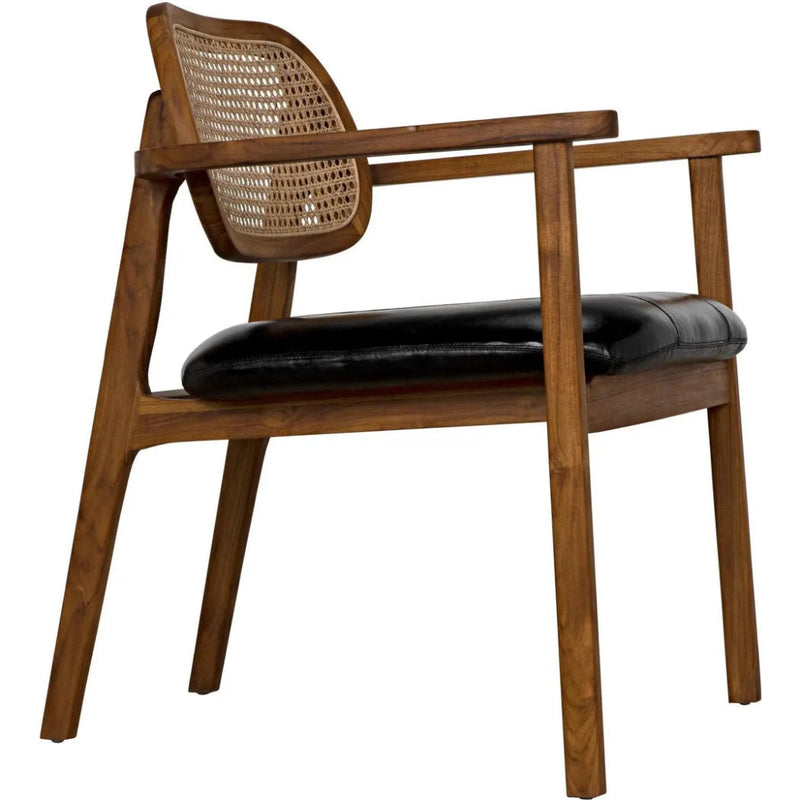 Tolka Chair, Teak with Leather Seat - LOOMLAN - Noir - Dining Chairs