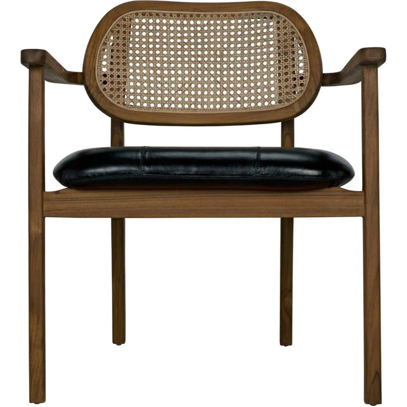 Tolka Chair, Teak with Leather Seat - LOOMLAN - Noir - Dining Chairs