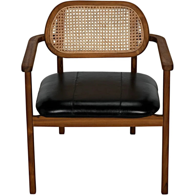 Tolka Chair, Teak with Leather Seat - LOOMLAN - Noir - Dining Chairs