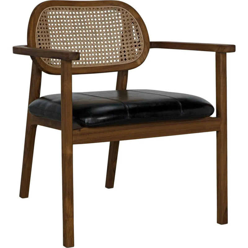 Tolka Chair, Teak with Leather Seat - LOOMLAN - Noir - Dining Chairs