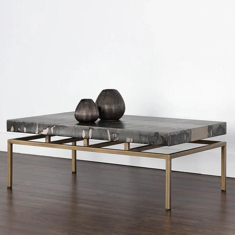 Toreno Coffee Table Antique Brass Iron Patina - LOOMLAN - SUNPAN - Coffee Tables