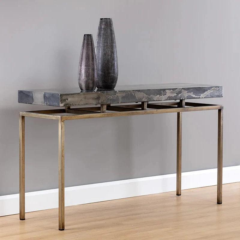 Toreno Console Table Hand Iron Antique Brass Base - LOOMLAN - SUNPAN - Console Tables