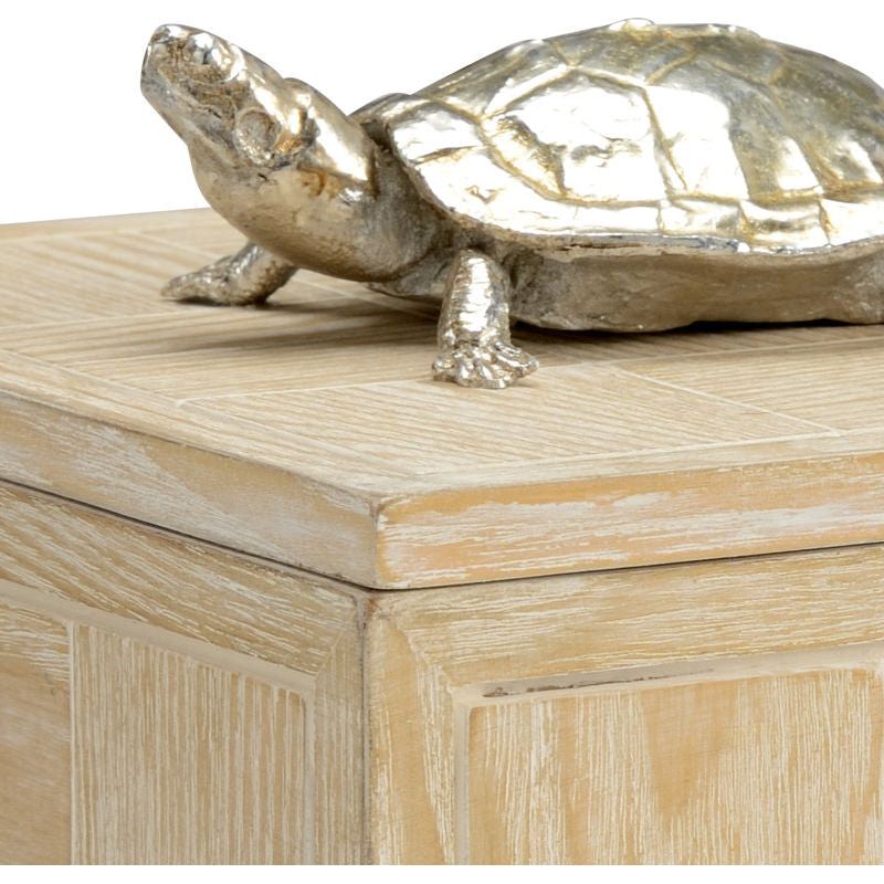 Tortoise Whitewashed Wooden Square Box - LOOMLAN - Wildwood - Boxes & Bowls