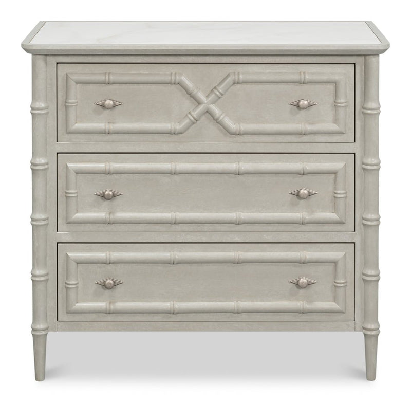 Tortola Three Drawer White Chest - LOOMLAN - Sarreid - Chests