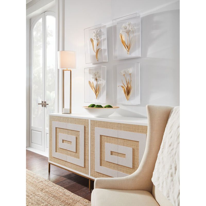Tower Buffet Round White Shade Table Lamp - LOOMLAN - Chelsea House - Table Lamps