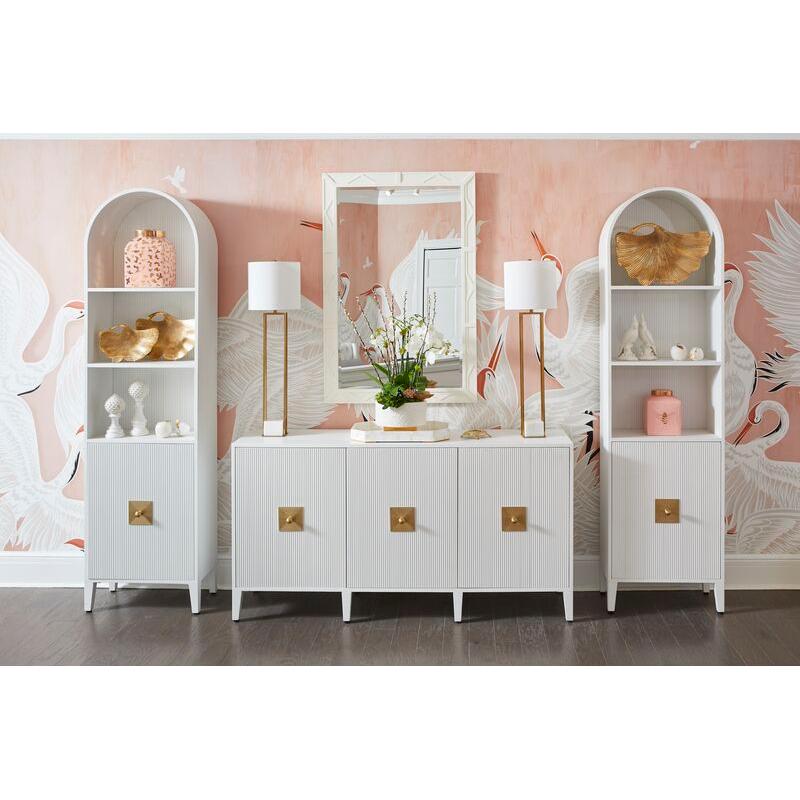 Tower Buffet Round White Shade Table Lamp - LOOMLAN - Chelsea House - Table Lamps