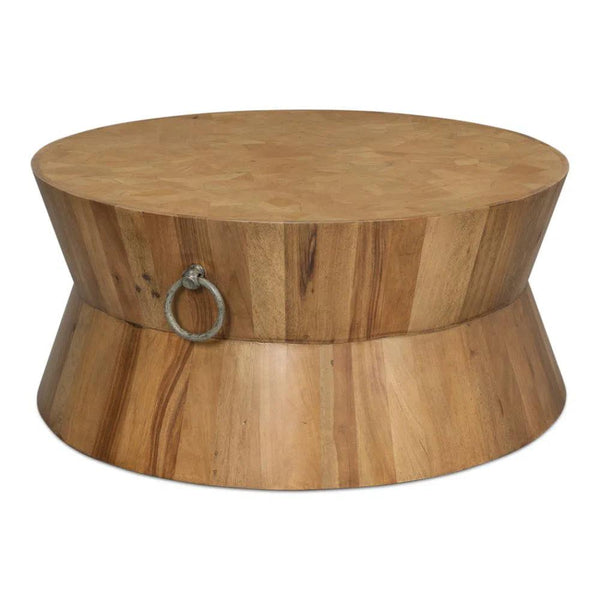 Tower Round Coffee Table Driftwood - LOOMLAN - Sarreid - Coffee Tables