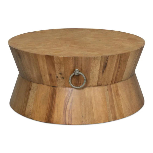 Tower Round Coffee Table Driftwood - LOOMLAN - Sarreid - Coffee Tables