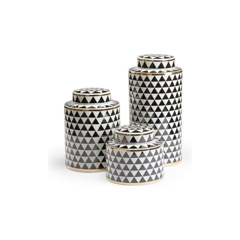 Triad Black Porcelain Canister (Set of 3) - LOOMLAN - Wildwood - Vases & Jars