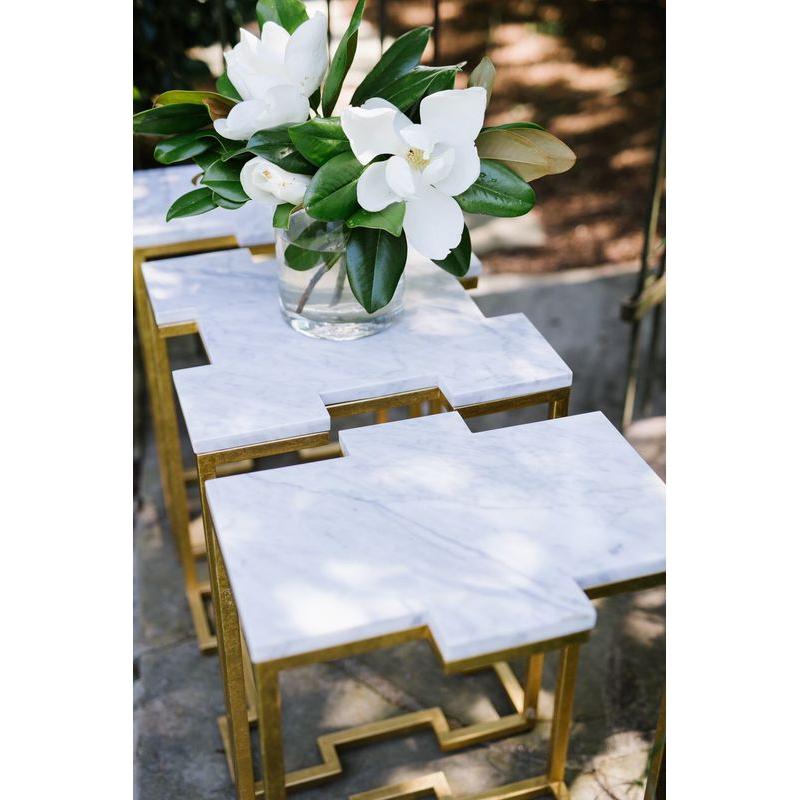 Trio White Marble Top Side Table - LOOMLAN - Chelsea House - Side Tables