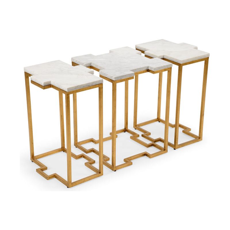 Trio White Marble Top Side Table - LOOMLAN - Chelsea House - Side Tables