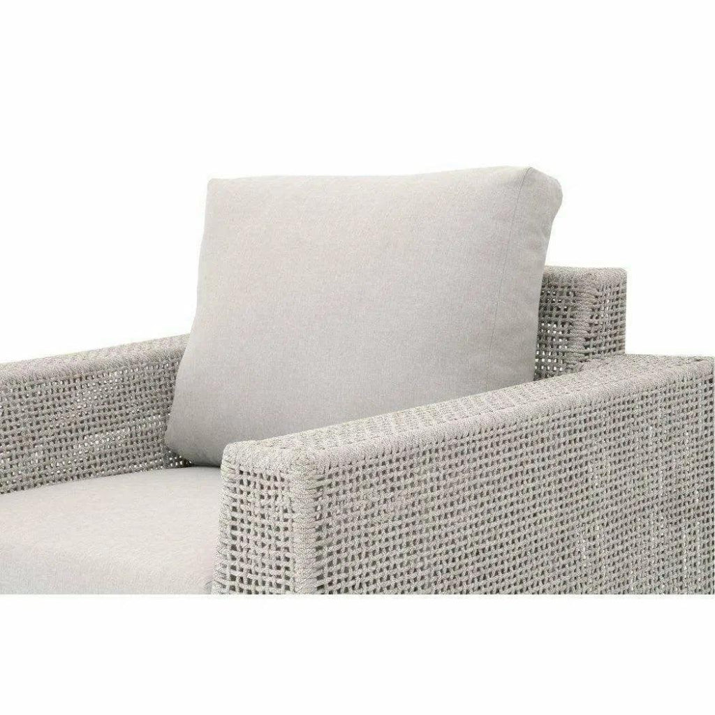 Tropez Outdoor Lounge Chair Taupe White Rope - LOOMLAN - Essentials For Living - Outdoor Lounge Chairs