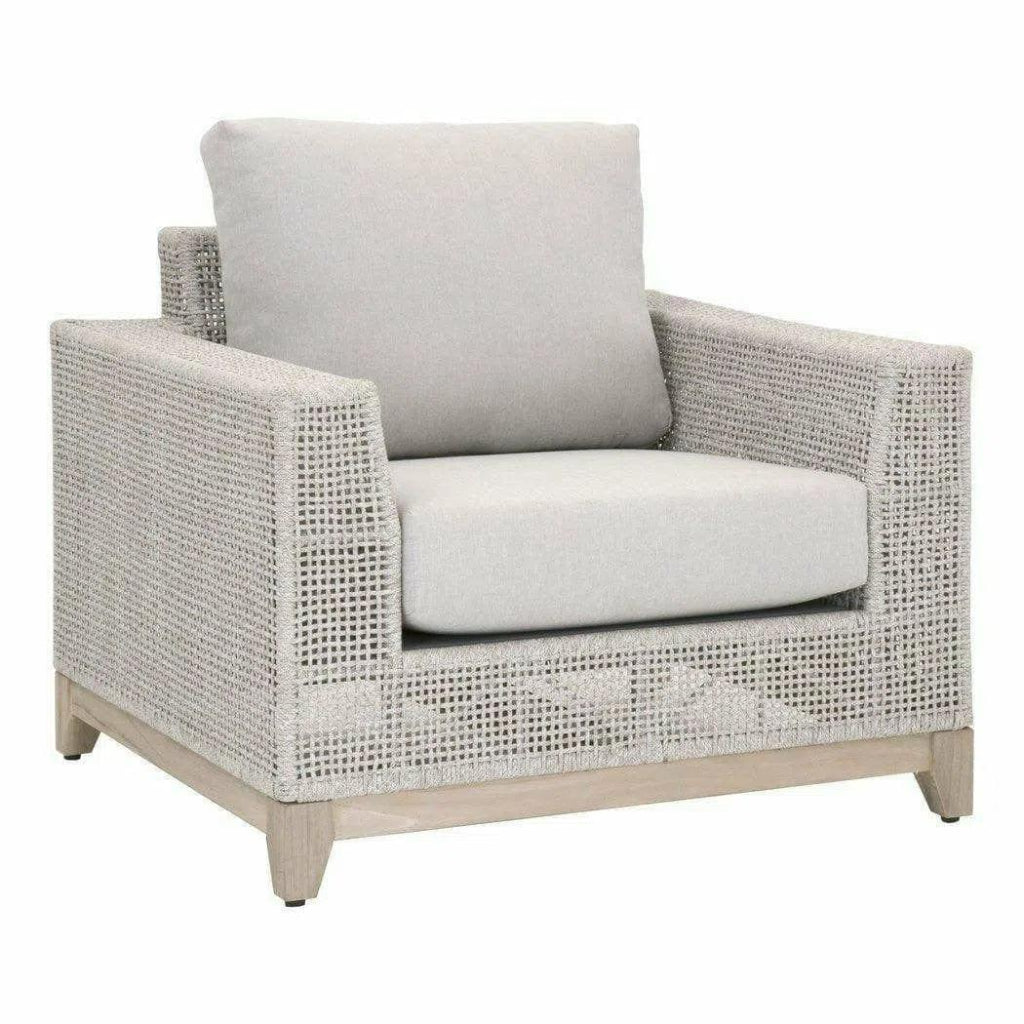 Tropez Outdoor Lounge Chair Taupe White Rope - LOOMLAN - Essentials For Living - Outdoor Lounge Chairs