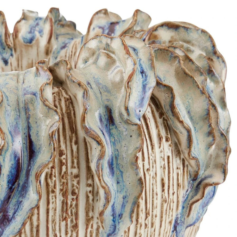 Tropical Crown Textured Finish Ceramic Vase - LOOMLAN - Currey & Co - Vases & Jars