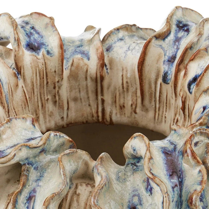 Tropical Crown Textured Finish Ceramic Vase - LOOMLAN - Currey & Co - Vases & Jars