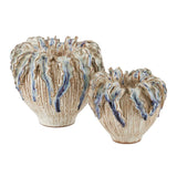 Tropical Crown Textured Finish Ceramic Vase - LOOMLAN - Currey & Co - Vases & Jars