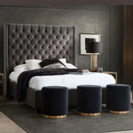 Tufted Grey Bed Frame with Wingback - LOOMLAN - Diamond Sofa - Beds