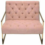 Tufted Luxe Pink Velvet Accent Chair Gold Frame - LOOMLAN - Diamond Sofa - Accent Chairs