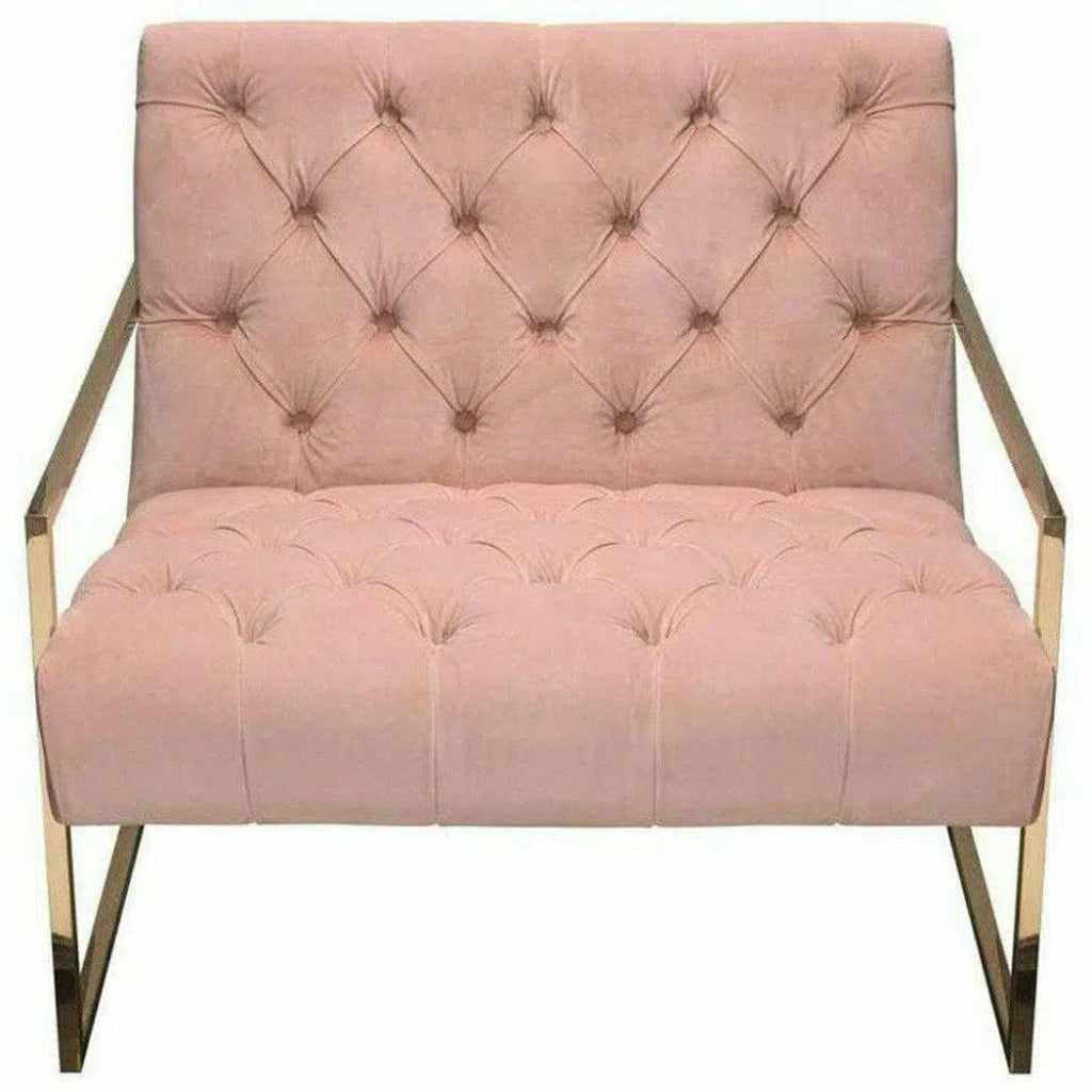 Tufted Luxe Pink Velvet Accent Chair Gold Frame - LOOMLAN - Diamond Sofa - Accent Chairs