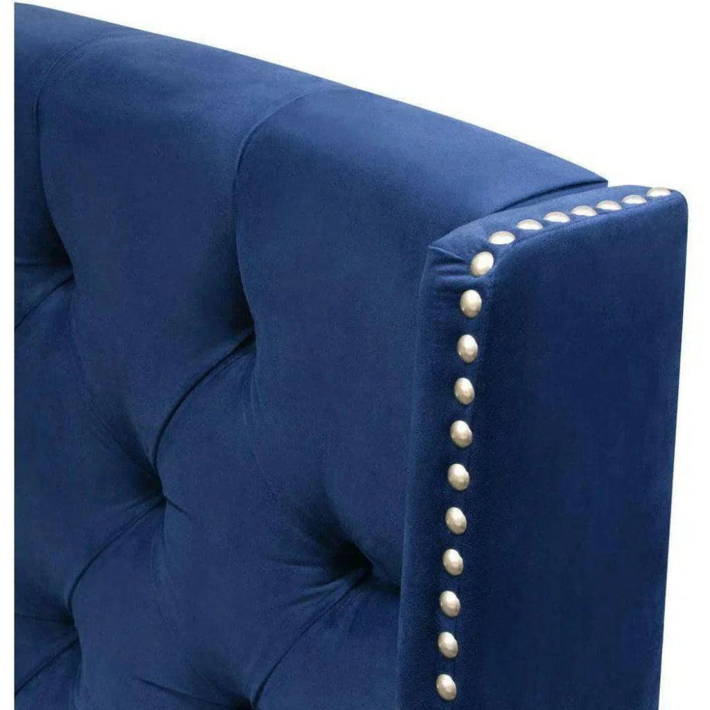 Tufted Royal Blue Velvet Bed Frame - LOOMLAN - Diamond Sofa - Beds