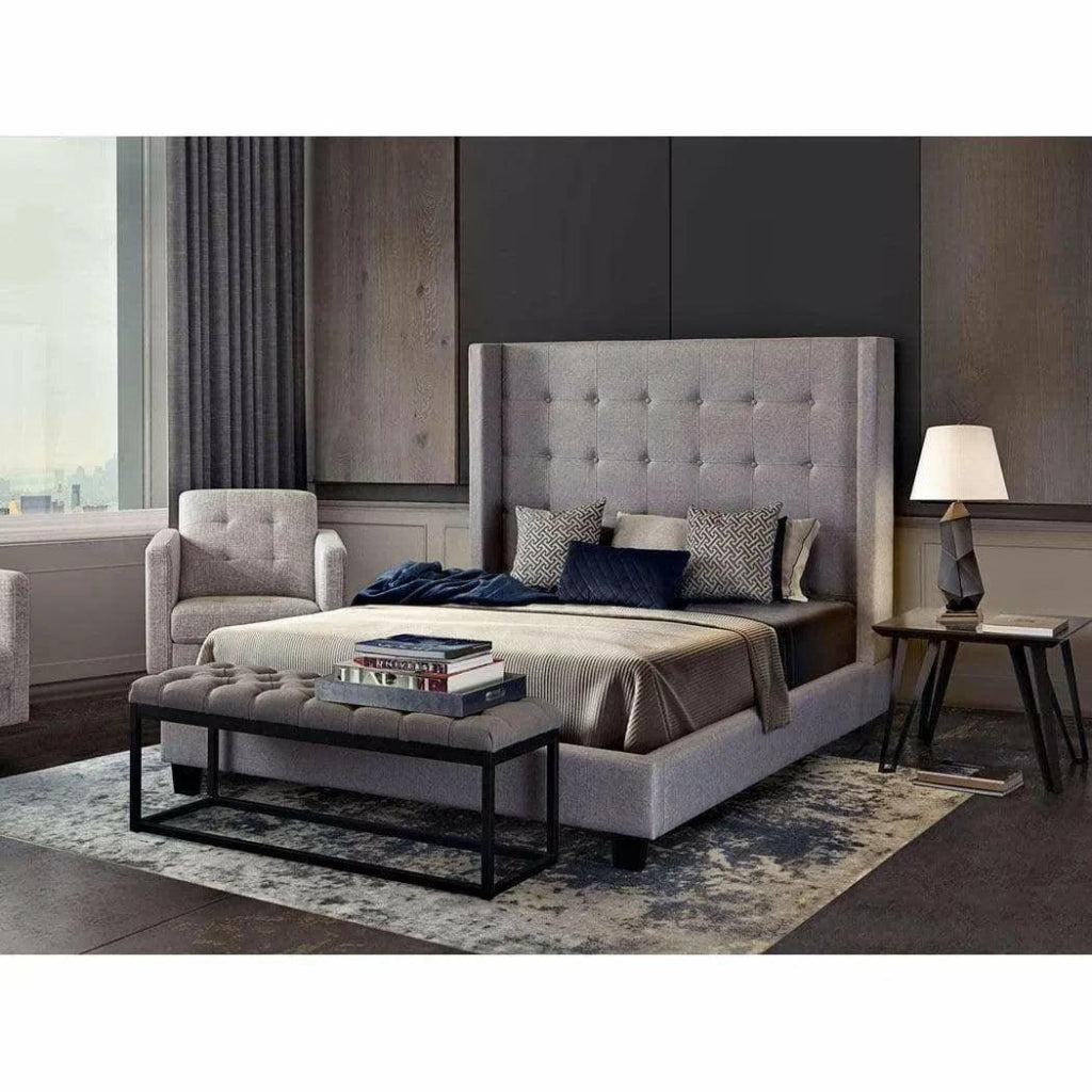 Tufted Wing Eastern King Bed in Light Grey - LOOMLAN - Diamond Sofa - Beds