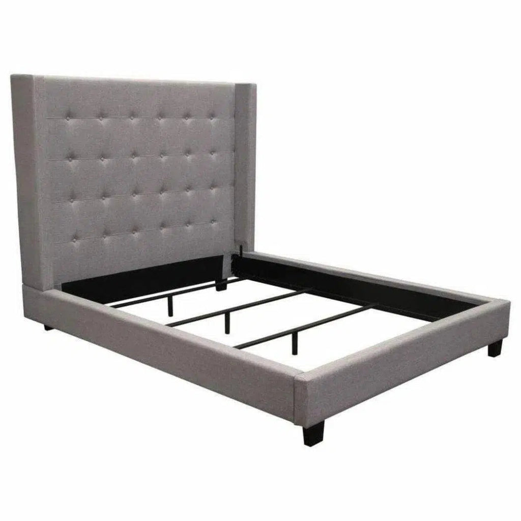 Tufted Wing Eastern King Bed in Light Grey - LOOMLAN - Diamond Sofa - Beds