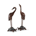 Turtle Back Cranes Bronze Sculpture (Set Of 2) - LOOMLAN - Wildwood - Statues & Sculptures