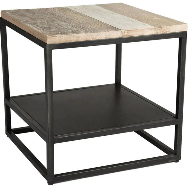 Two - Tone Square Side Table Shelves Wood Base - LOOMLAN - LH Imports - Side Tables