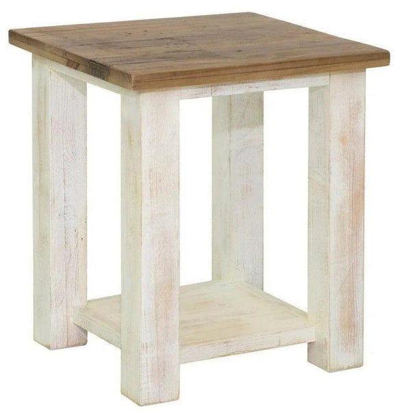 Two - Tone Square Side Table Shelves Wood Wood Base - LOOMLAN - LH Imports - Side Tables