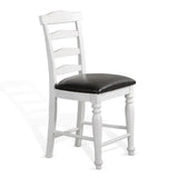 Two Tone White Ladder - back Counter Height Leather Seat - LOOMLAN - Sunny D - Counter Stools