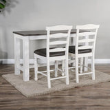 Two Tone White Ladder - back Counter Height Leather Seat - LOOMLAN - Sunny D - Counter Stools