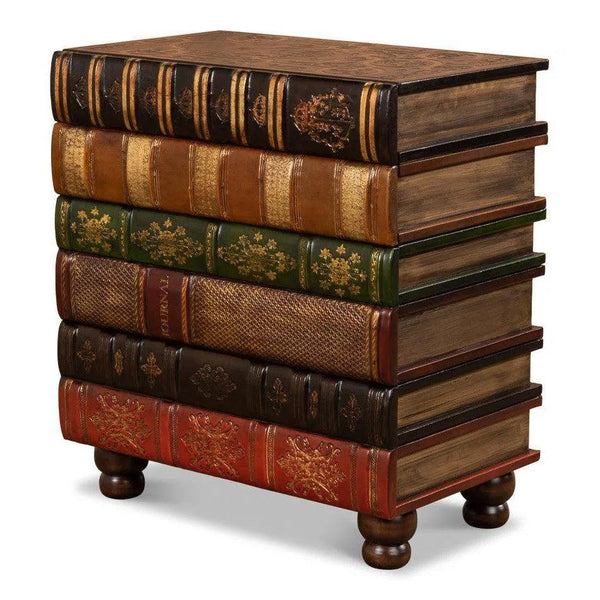 Unique Florentine Books Chairside Side Table - LOOMLAN - Sarreid - Side Tables