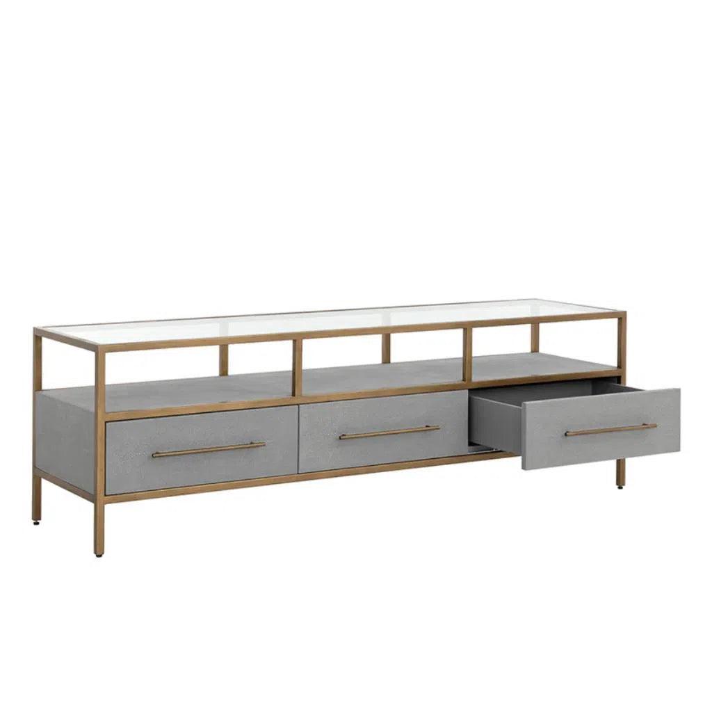 Venice Leather Media Console And Cabinet - LOOMLAN - SUNPAN - TV Stands & Media Centers