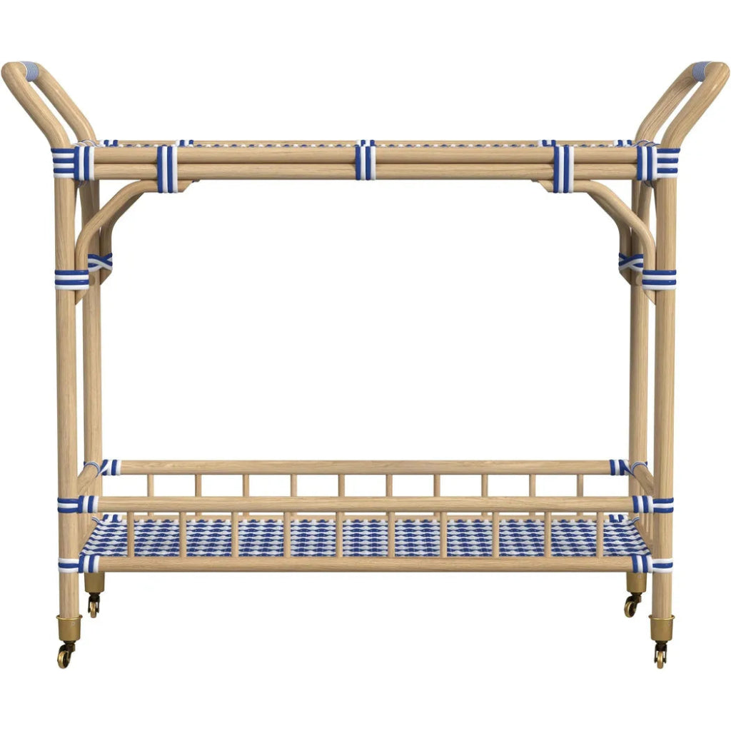 Ventana Rattan Blue Bar Cart - LOOMLAN - Bassett Mirror - Home Bar Carts