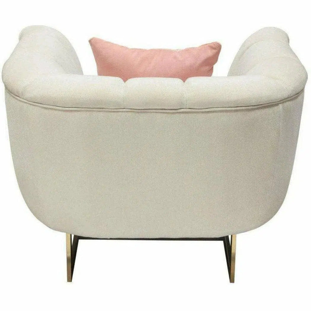 Venus Cream Velvet Barrel Club Chair With Toss Pillow - LOOMLAN - Diamond Sofa - Club Chairs