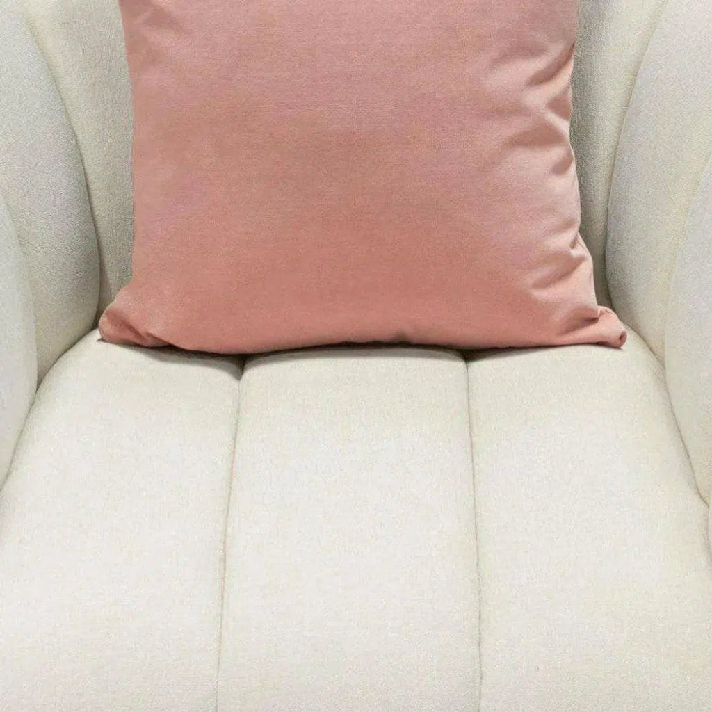 Venus Cream Velvet Barrel Club Chair With Toss Pillow - LOOMLAN - Diamond Sofa - Club Chairs