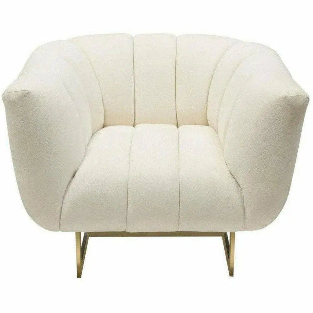 Venus Cream Velvet Barrel Club Chair With Toss Pillow - LOOMLAN - Diamond Sofa - Club Chairs