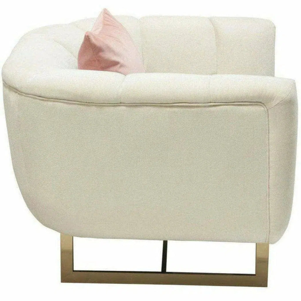 Venus Cream Velvet Barrel Club Chair With Toss Pillow - LOOMLAN - Diamond Sofa - Club Chairs